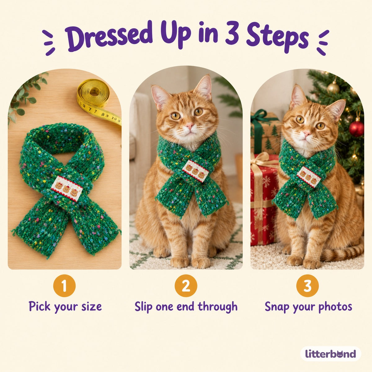 Speckled Green Loop Scarf - how to put it on