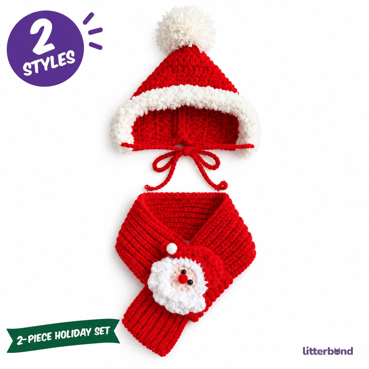 Santa Face Scarf & Bonnet Set