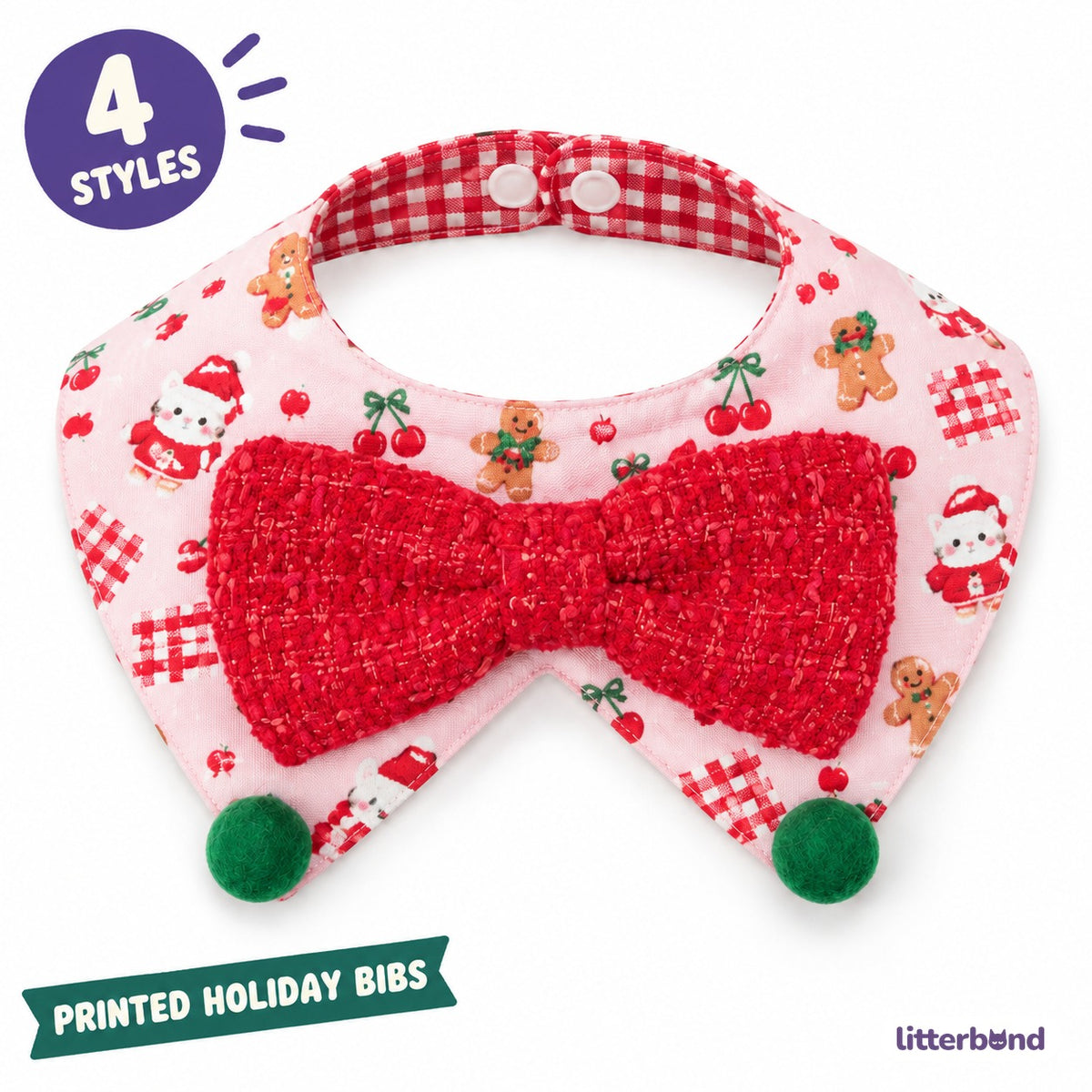 Cartoon Print Holiday Bib