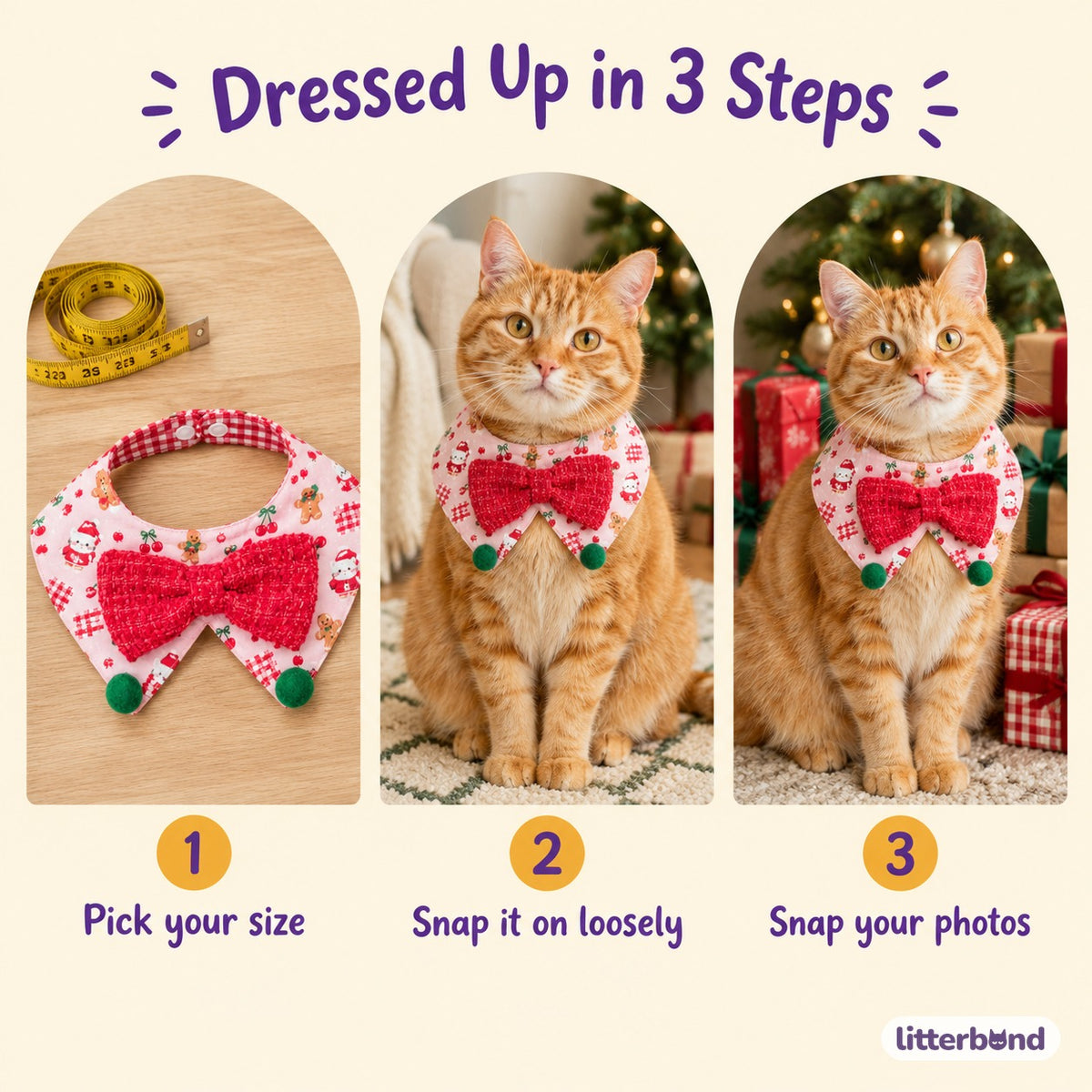Cartoon Print Holiday Bib - how to put it on