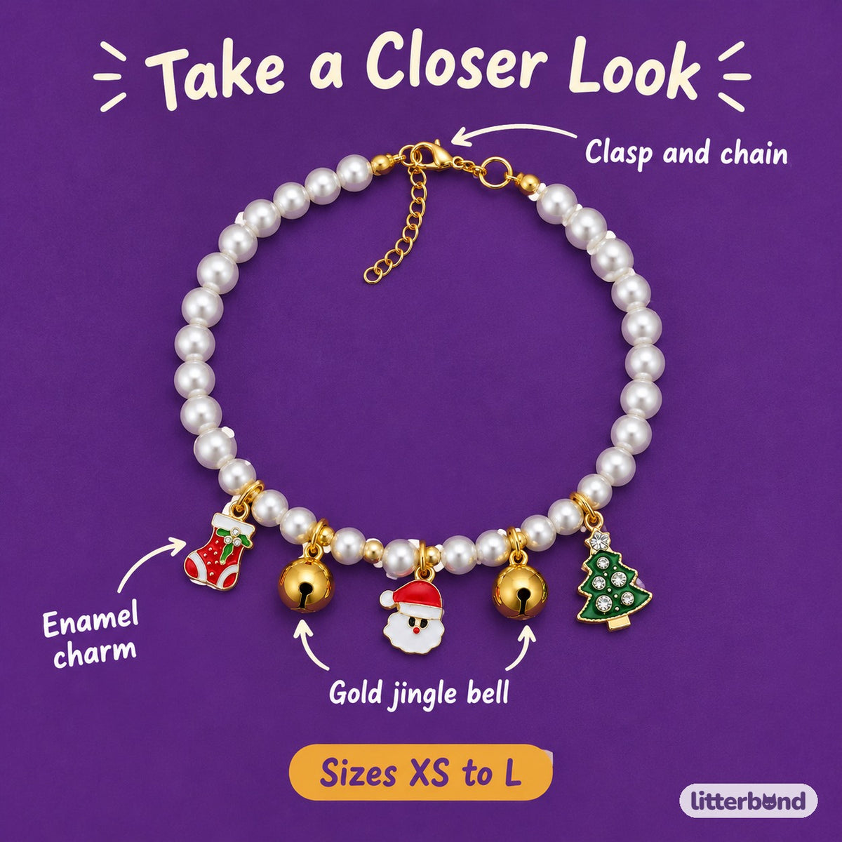 Pearl-Look Charm Necklace - close-up details
