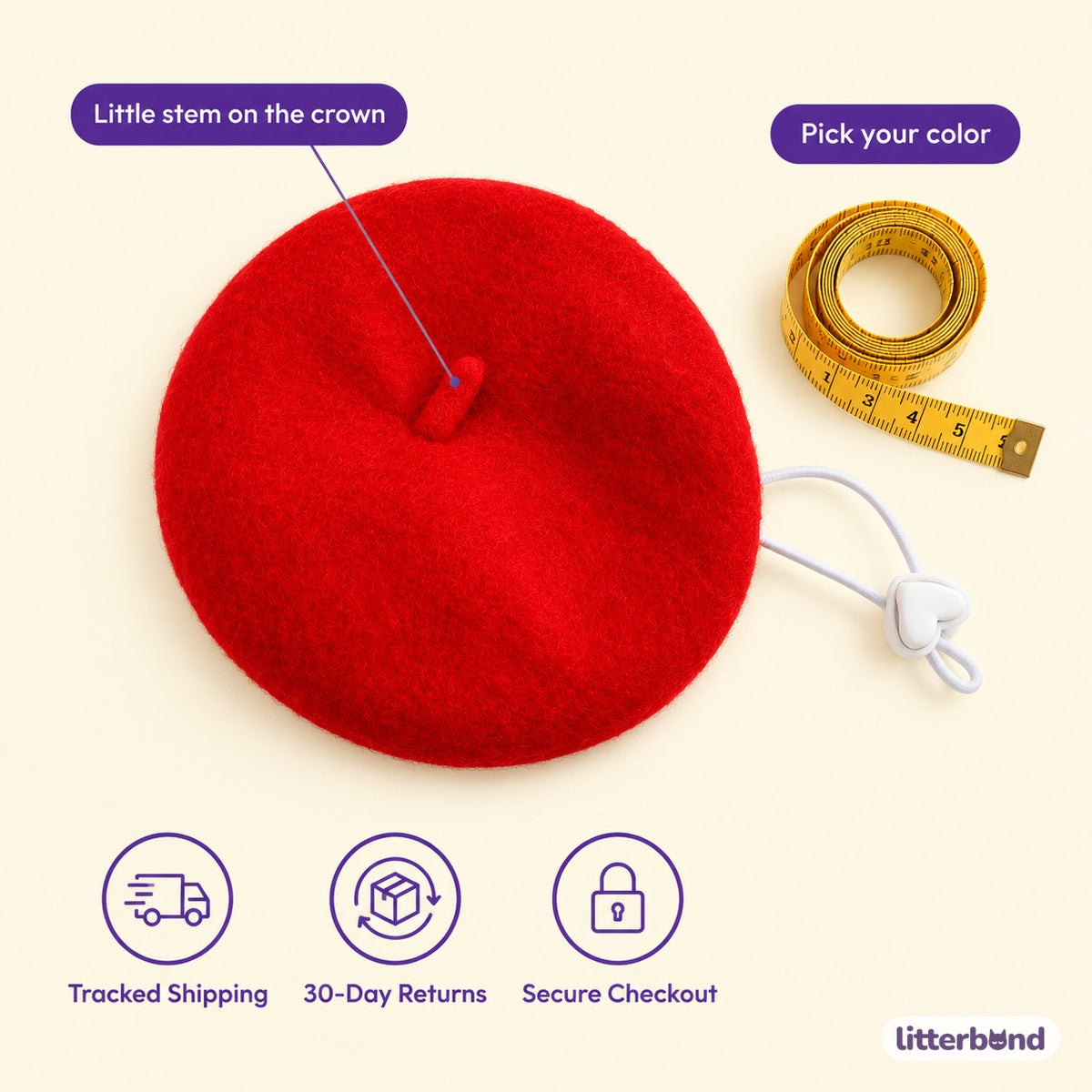 Brushed Wool Beret - size and details