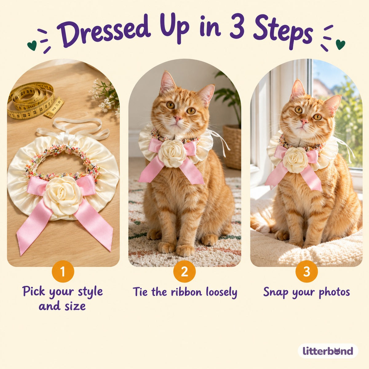 Satin Camellia Ruffle Collar - how to put it on