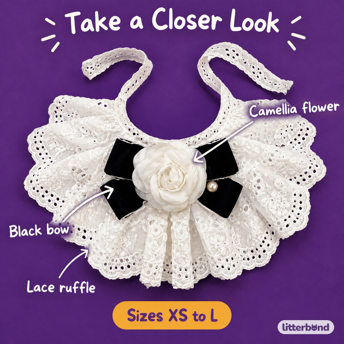 Eyelet Lace Camellia Bib - close-up details