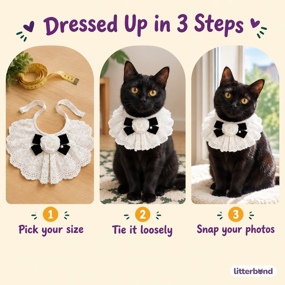 Eyelet Lace Camellia Bib - how to put it on