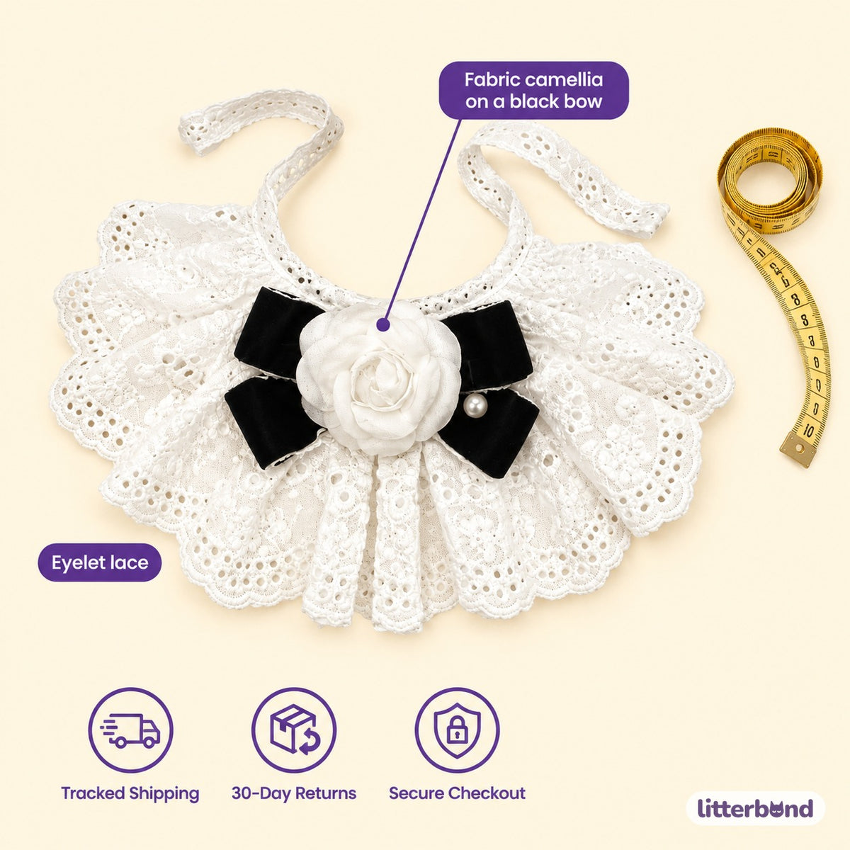 Eyelet Lace Camellia Bib - size and details