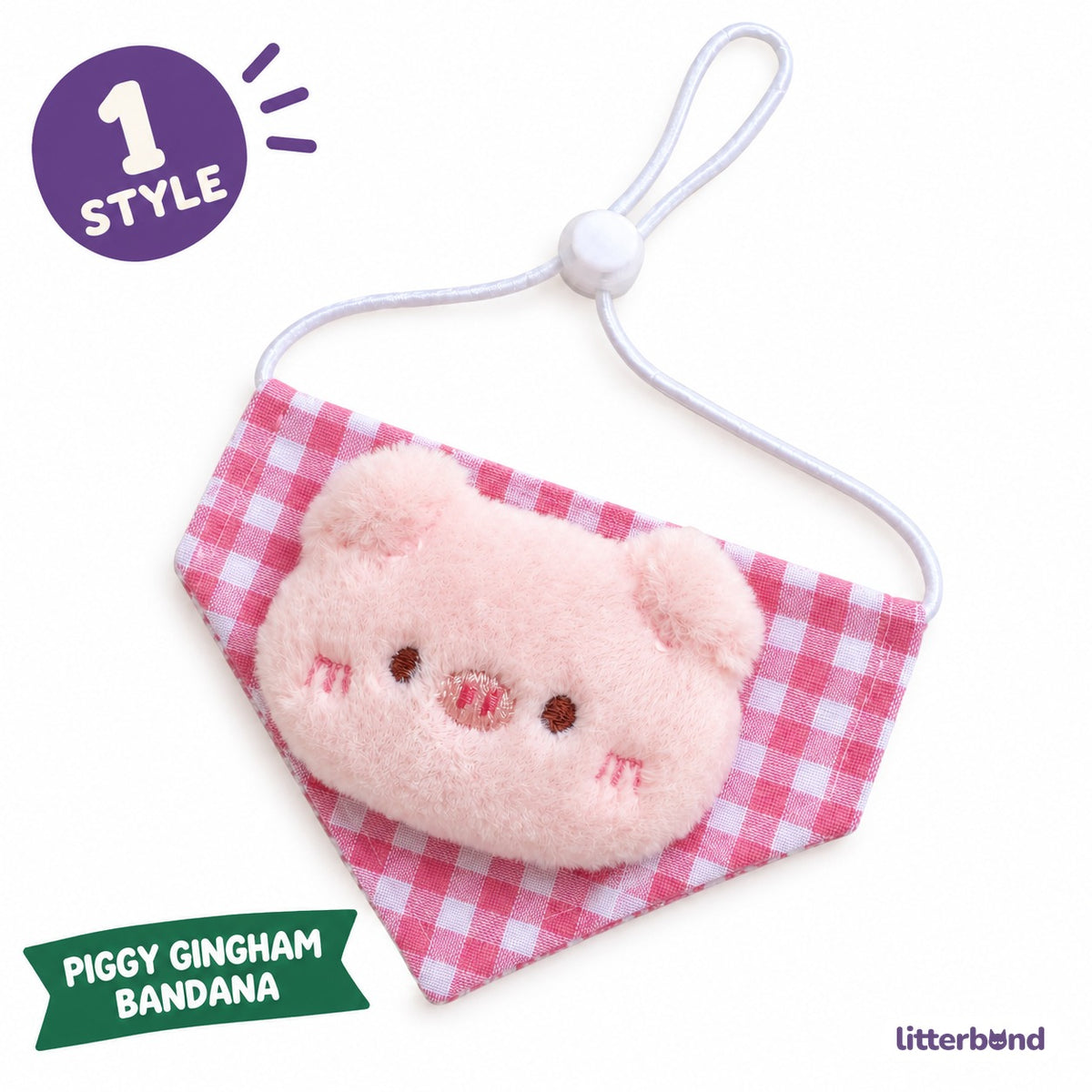 Pink Piggy Gingham Bandana
