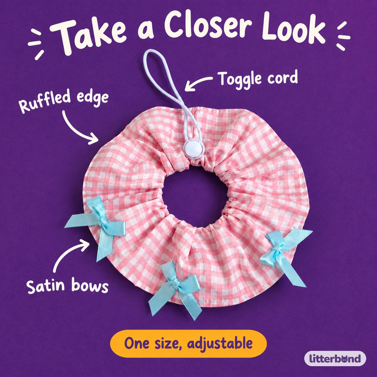 Cotton Print Scrunchie Collar - close-up details