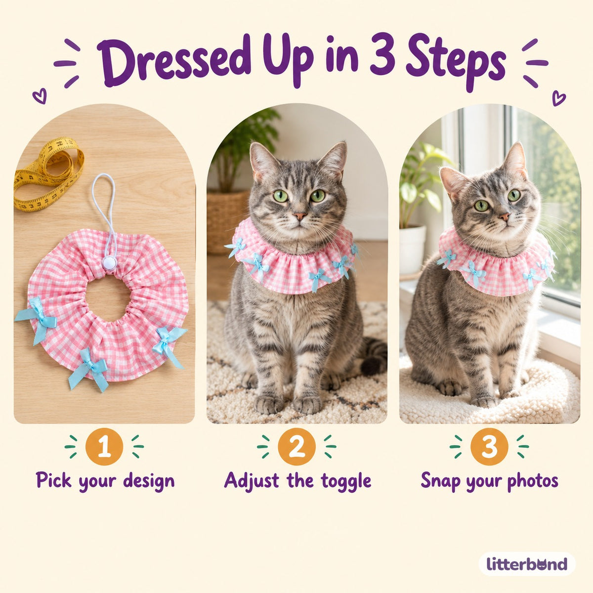 Cotton Print Scrunchie Collar - how to put it on