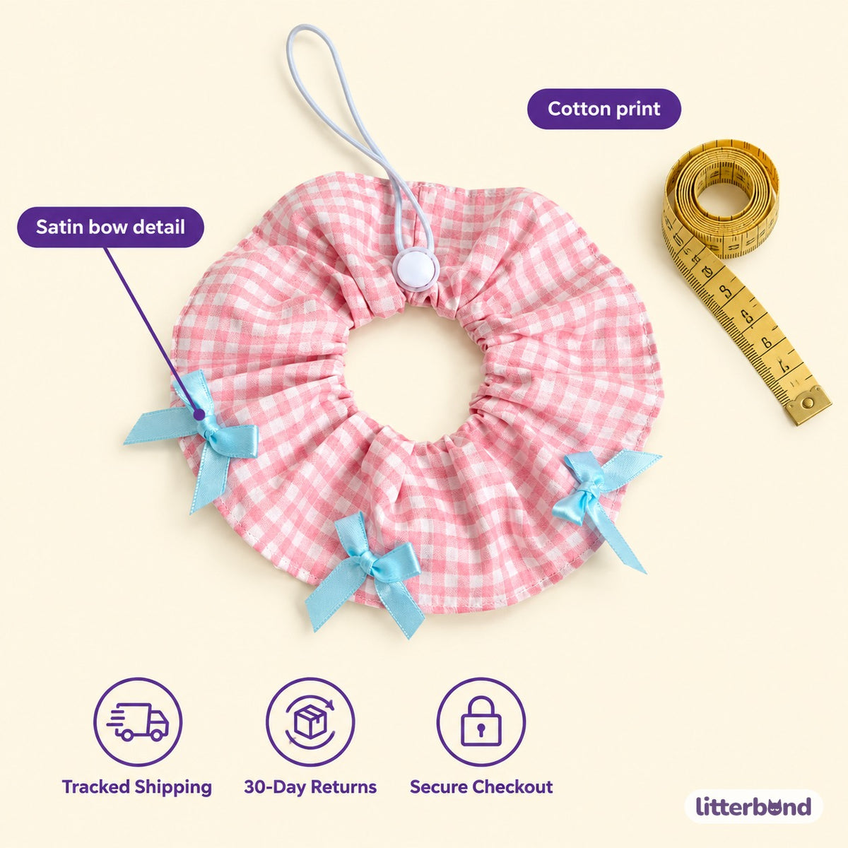 Cotton Print Scrunchie Collar - size and details