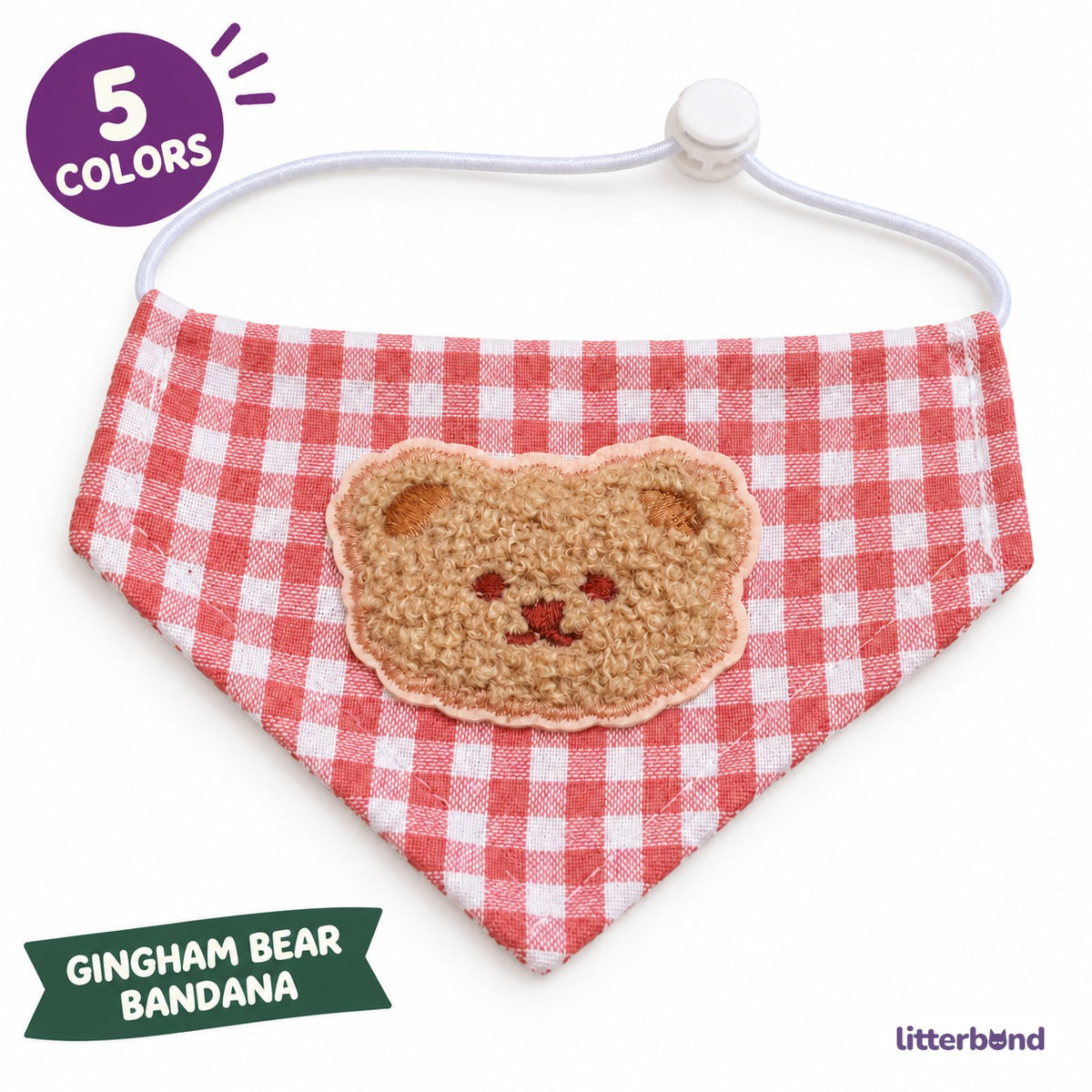 Teddy Bear Gingham Bandana