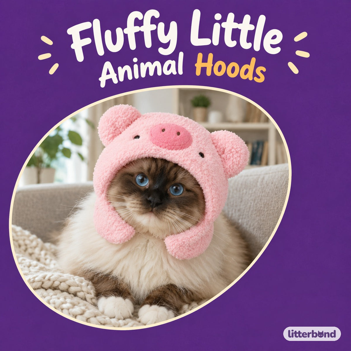 Plush Animal Hood on a cat