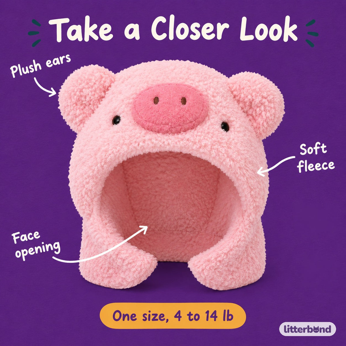 Plush Animal Hood - close-up details