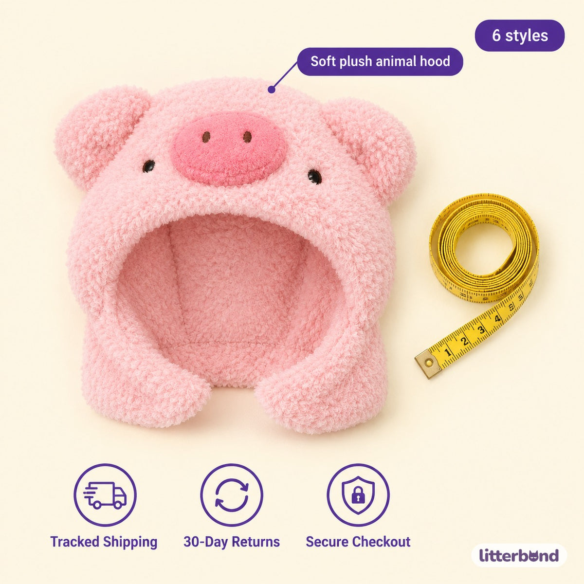 Plush Animal Hood - size and details