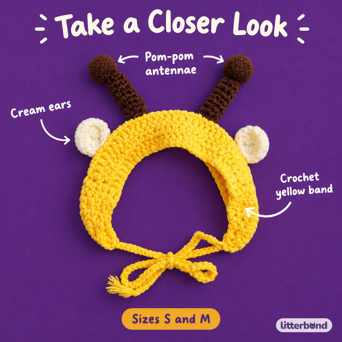Bumblebee Crochet Hat - close-up details