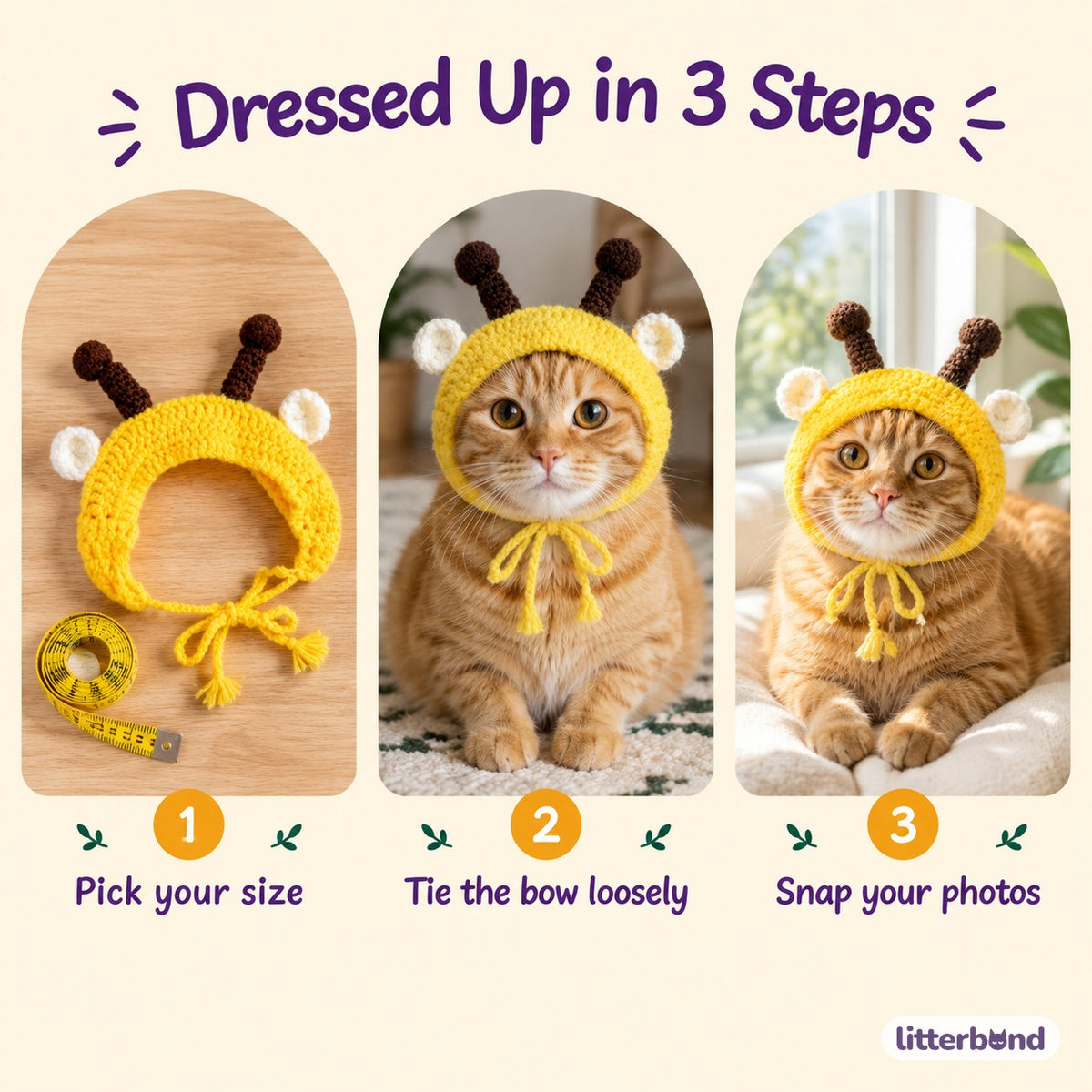 Bumblebee Crochet Hat - how to put it on