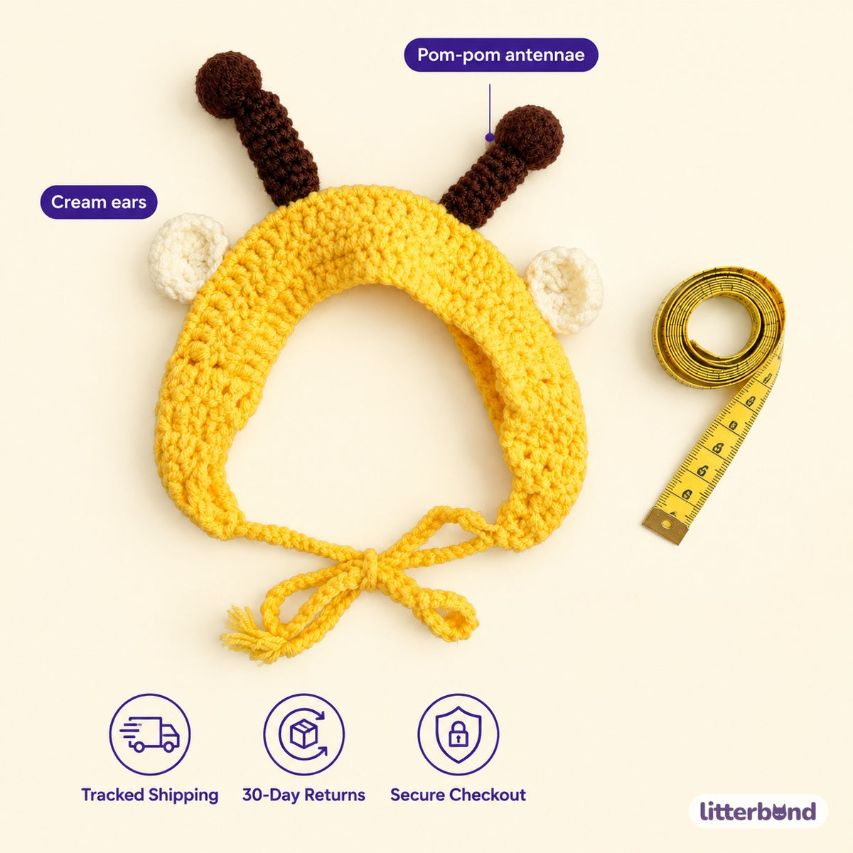 Bumblebee Crochet Hat - size and details