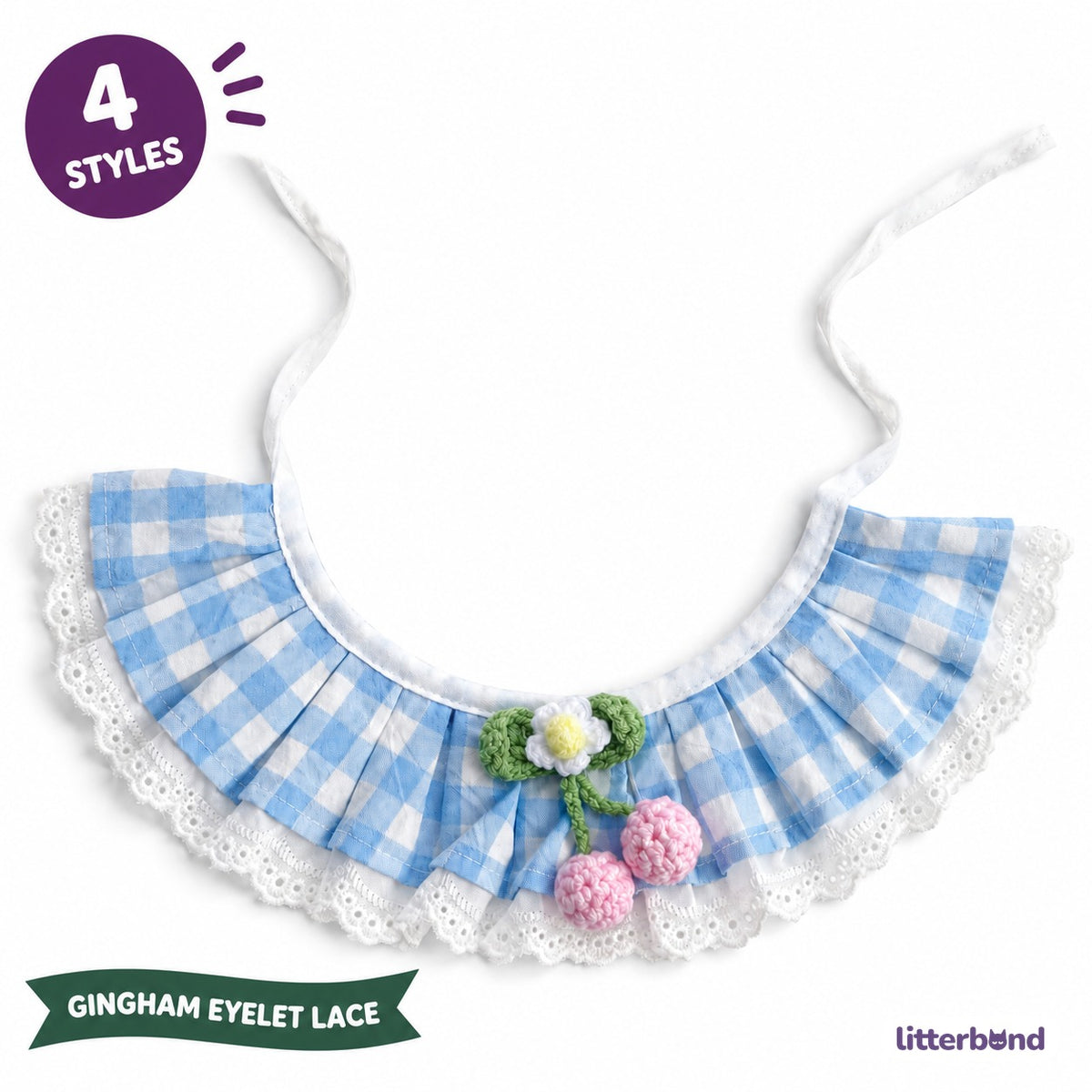 Pleated Gingham Cherry Collar