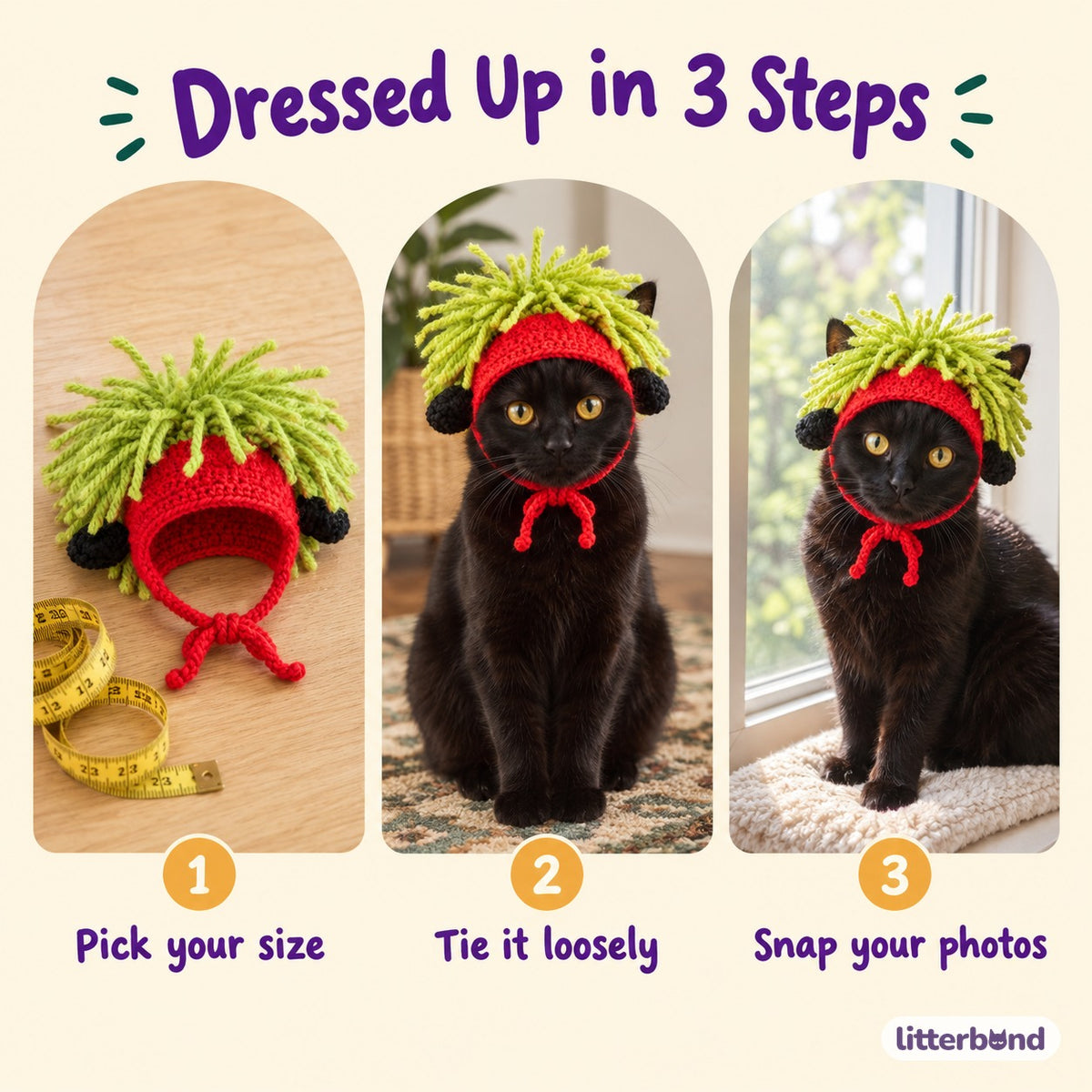 Yarn Hair Crochet Hat - how to put it on