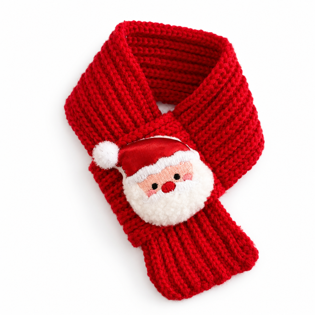 Pull-Through Christmas Knit Scarf - Red Santa