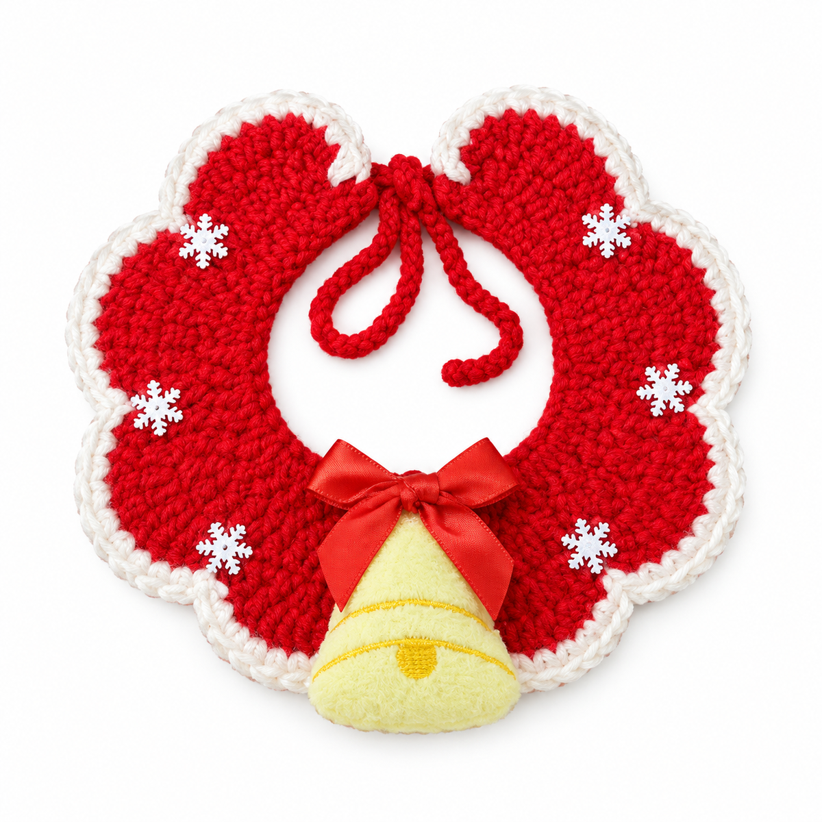 Santa & Pom-Pom Crochet Collar - Bell Snowflake
