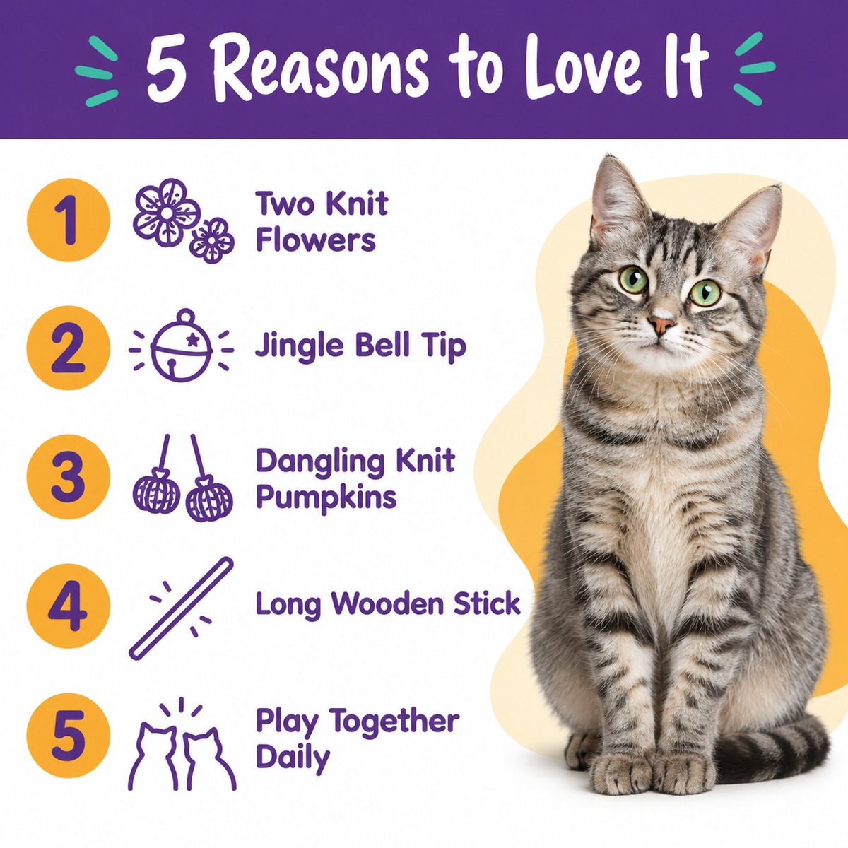 LitterBond Knit Flower & Pumpkin Wand Toy - 5 reasons to love it