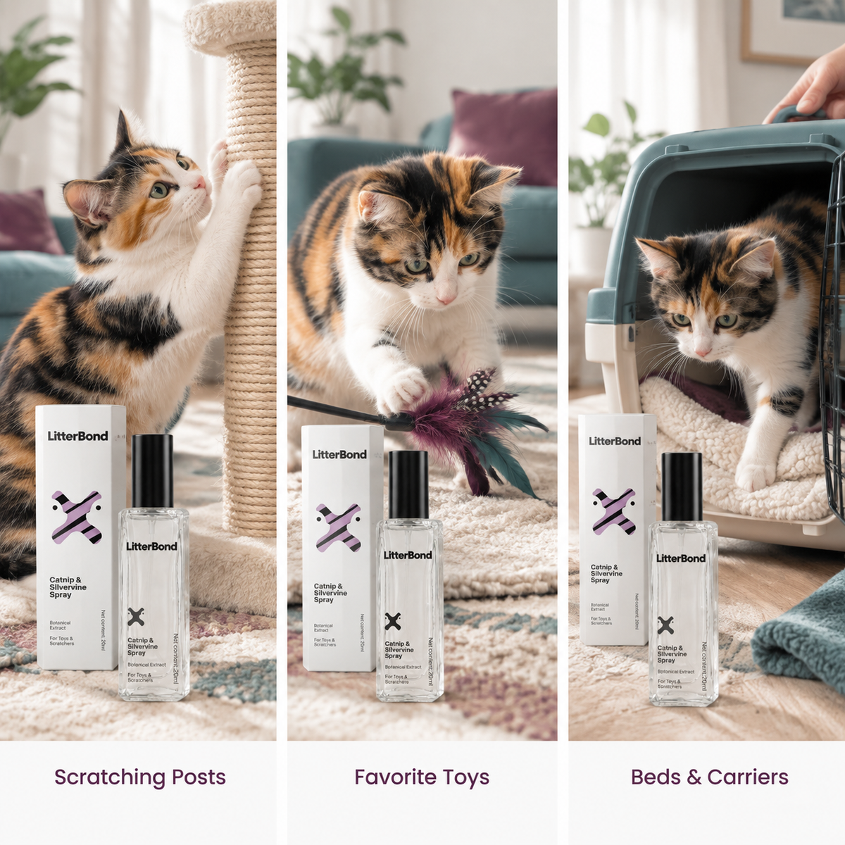 LitterBond Catnip & Silvervine Spray 20 ml - three ways to use it