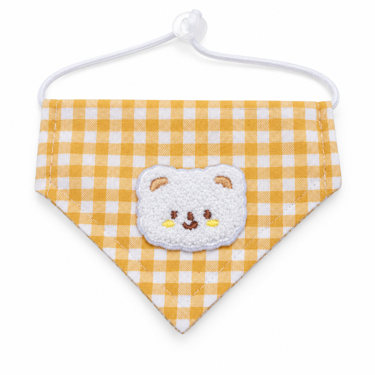 Teddy Bear Gingham Bandana - Yellow Gingham