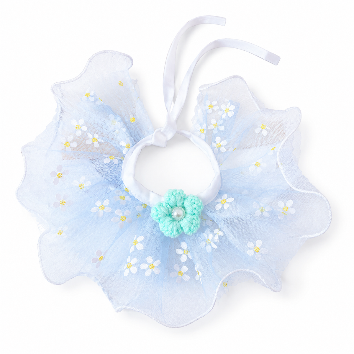 Floral Tulle Ruffle Collar - Mist Blue