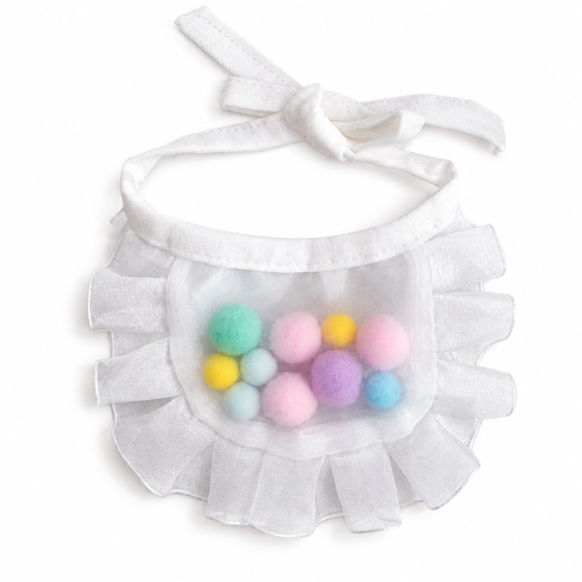 Pastel Pom-Pom Ruffle Bib - Pastel Pom-Poms