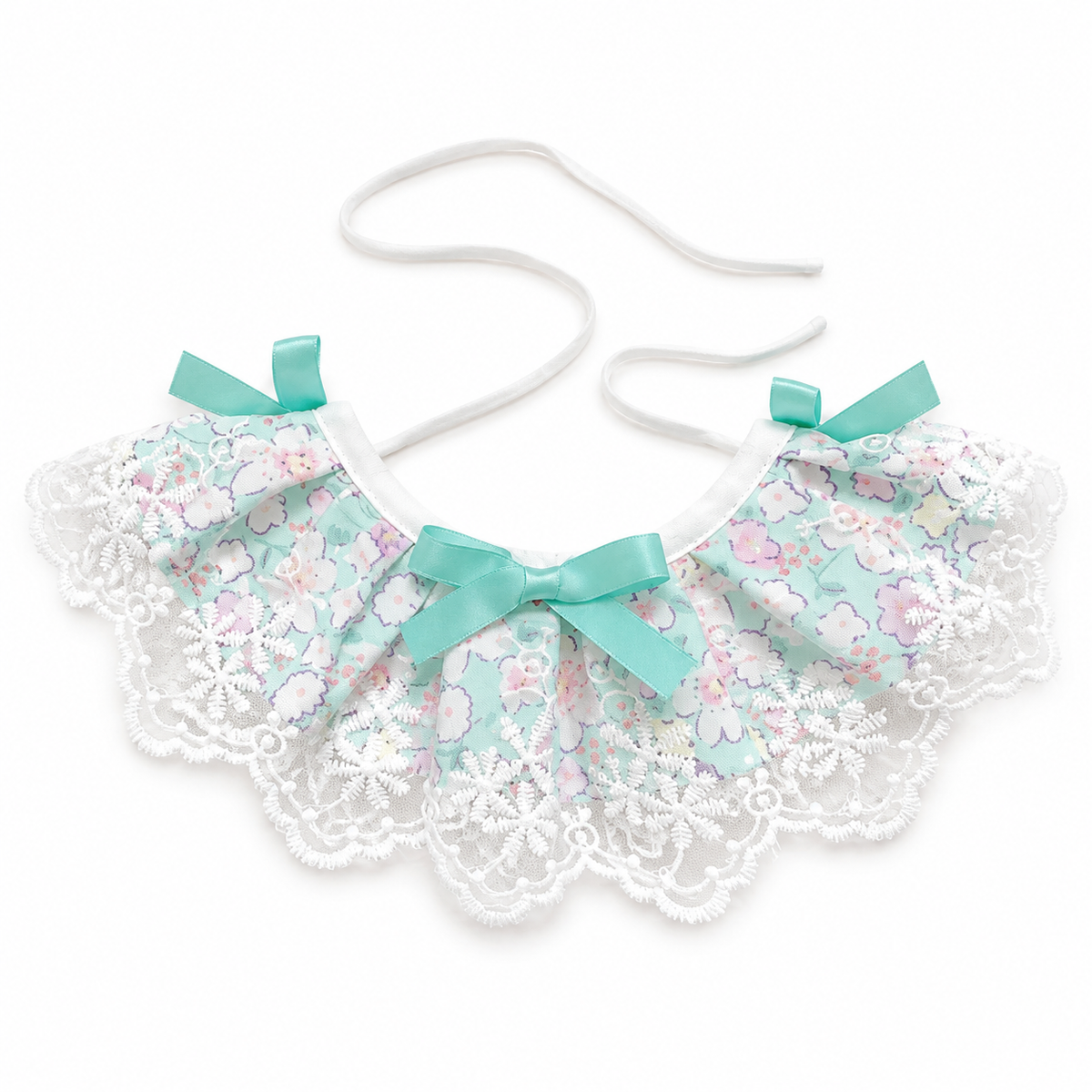 Floral Lace Edge Bib - Mint Garden