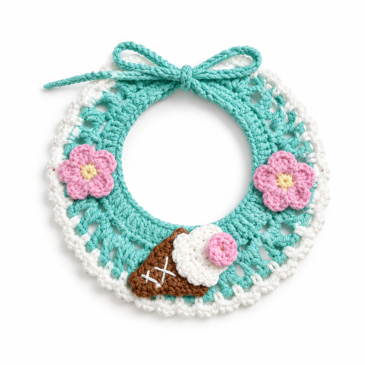 Ice Cream Cone Crochet Bib - Teal Ice Cream