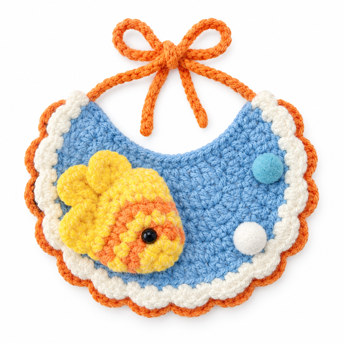Crochet Party Hat & Collar Options - Aqua Goldfish Bib