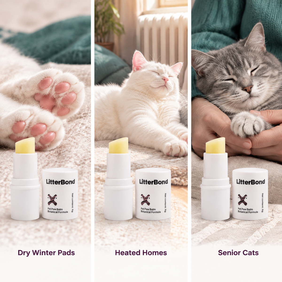 LitterBond Paw Balm Stick 6 g - three ways to use it