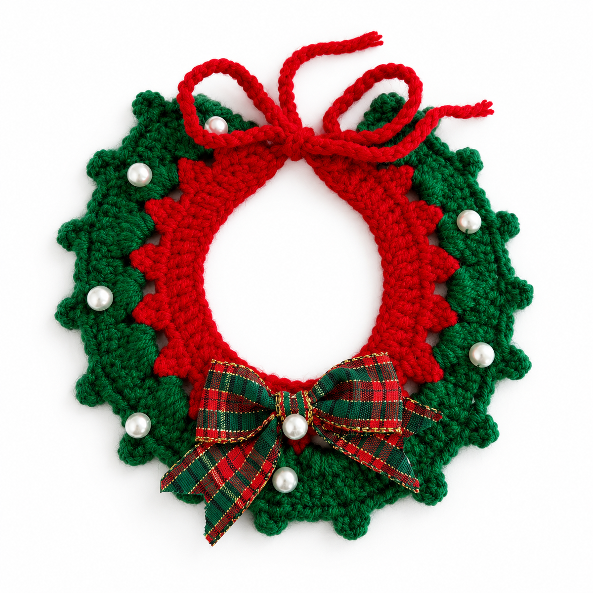 Santa, Reindeer & Lace Collar - Pearl Plaid