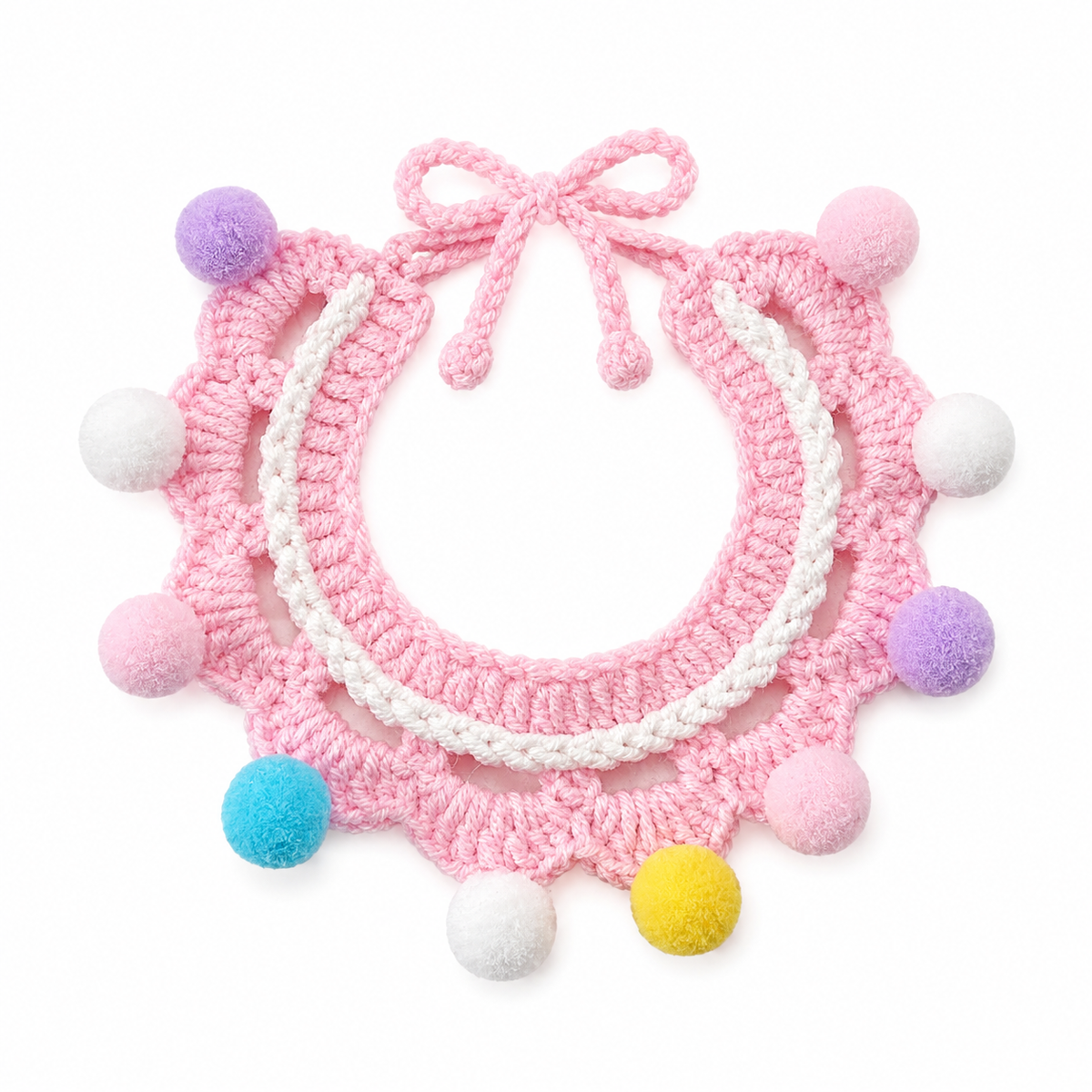 Crochet Party Hat & Collar Options - Pink Pom-Pom Collar