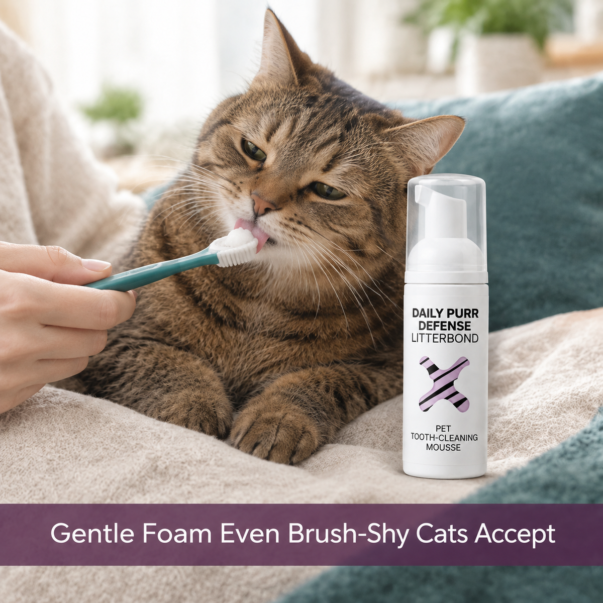 LitterBond Daily Purr Defense Dental Mousse 60 ml - easy to use