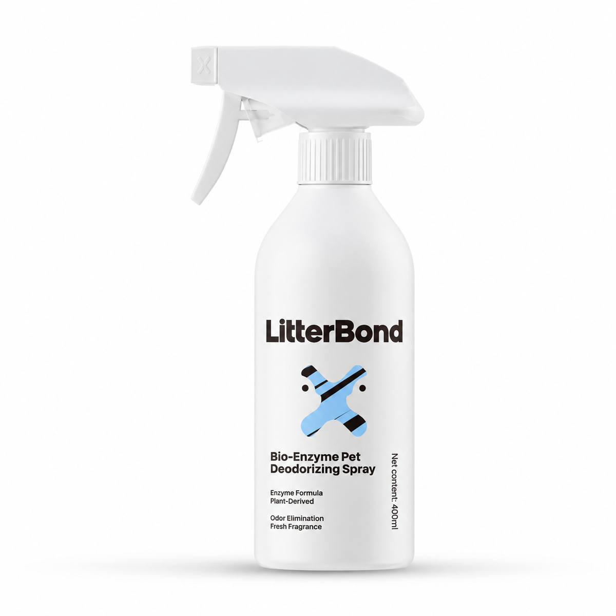 LitterBond Urine Odor Eliminator 400 ml / 100 ml on white background