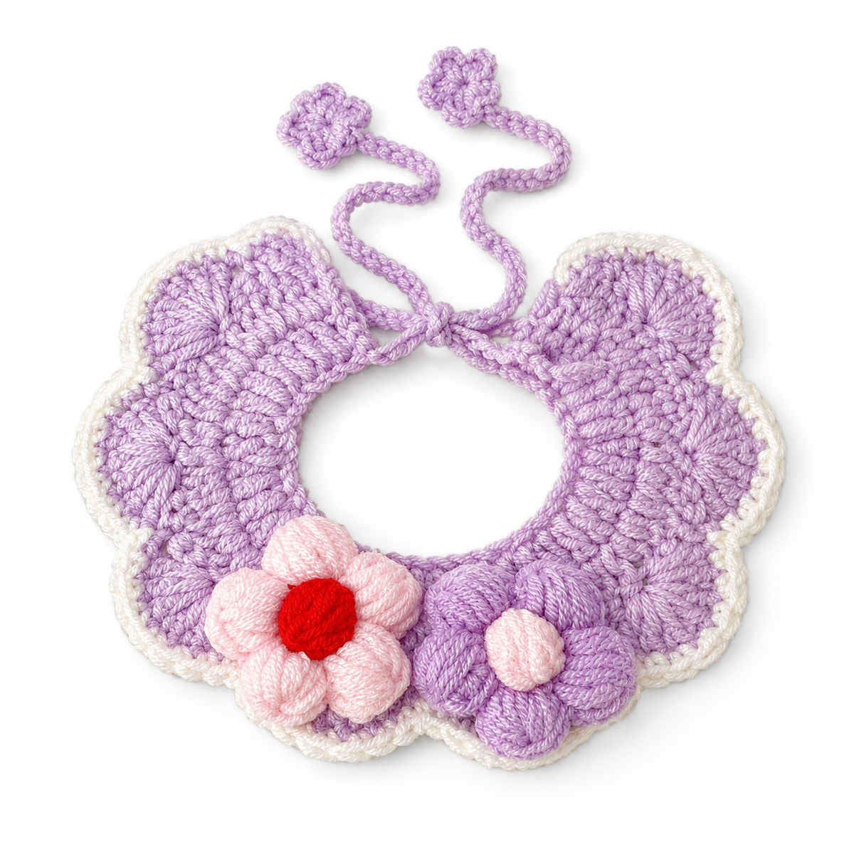 Daisy Pair Scalloped Crochet Collar - Lavender