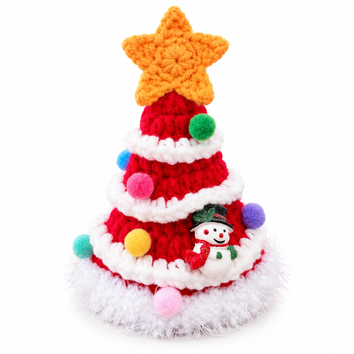 Chunky Knit Christmas Tree Hat - Red Star Tree