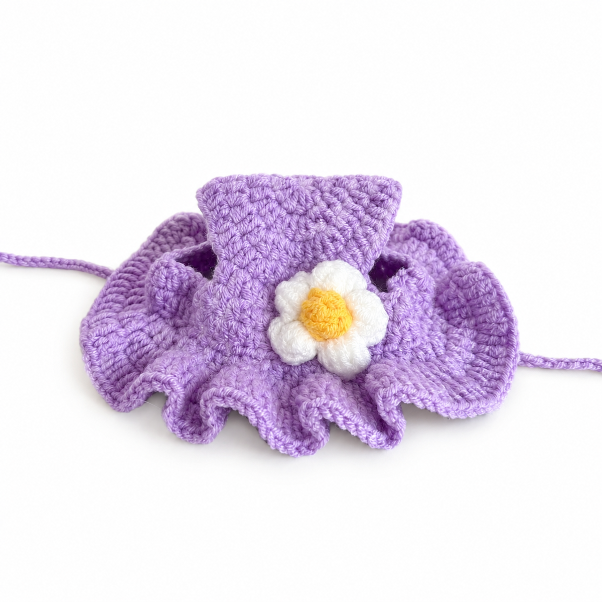 Crochet Dress-Up Hats & Hood - Purple Daisy Brim Hat