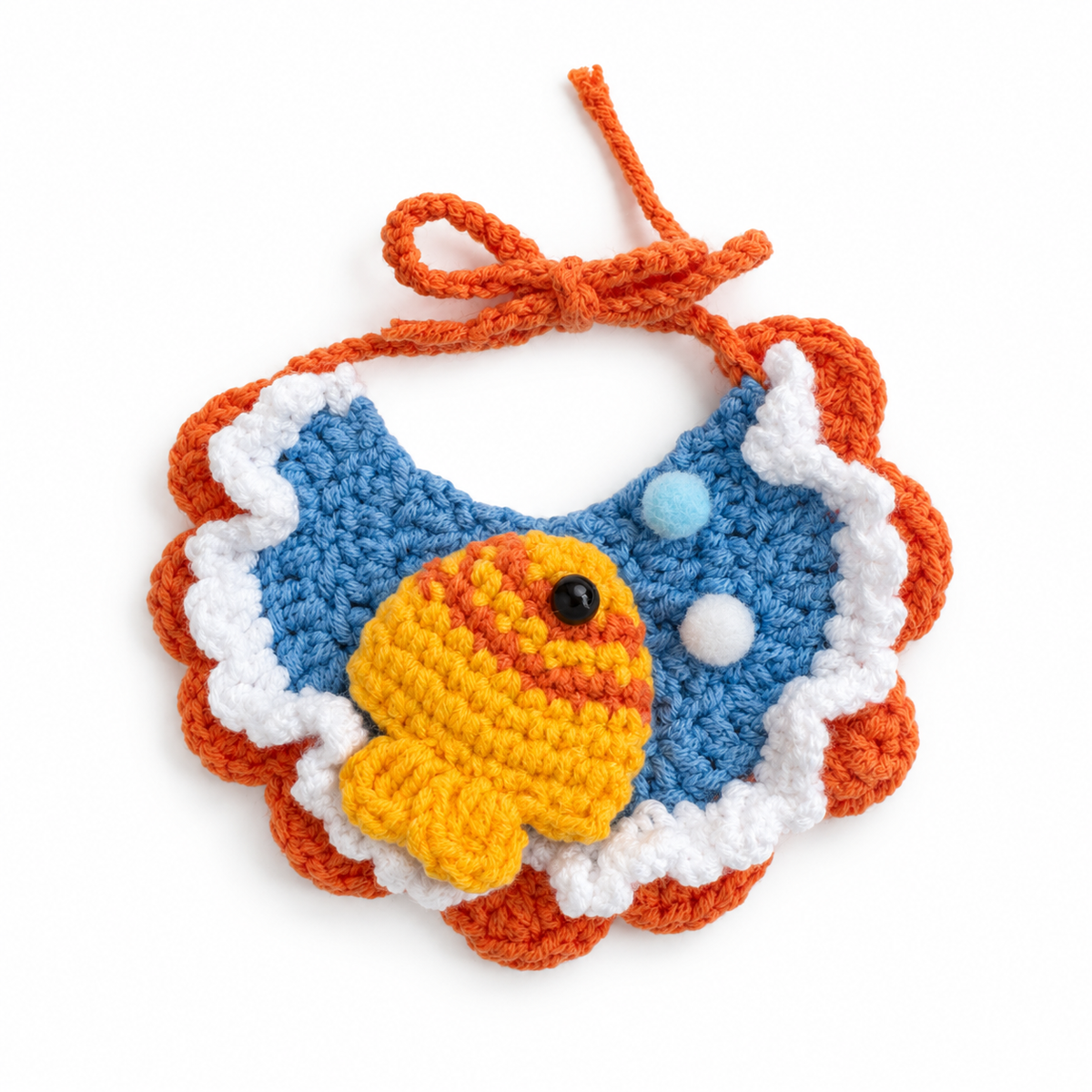 Crochet Applique Bib - Lucky Goldfish