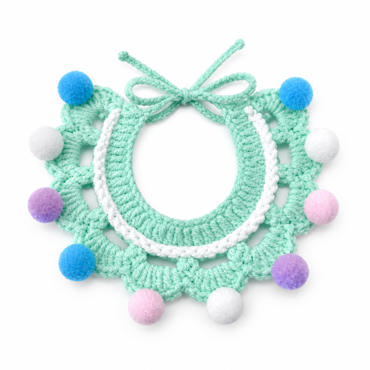 Crochet Party Hat & Collar Options - Mint Pom-Pom Collar