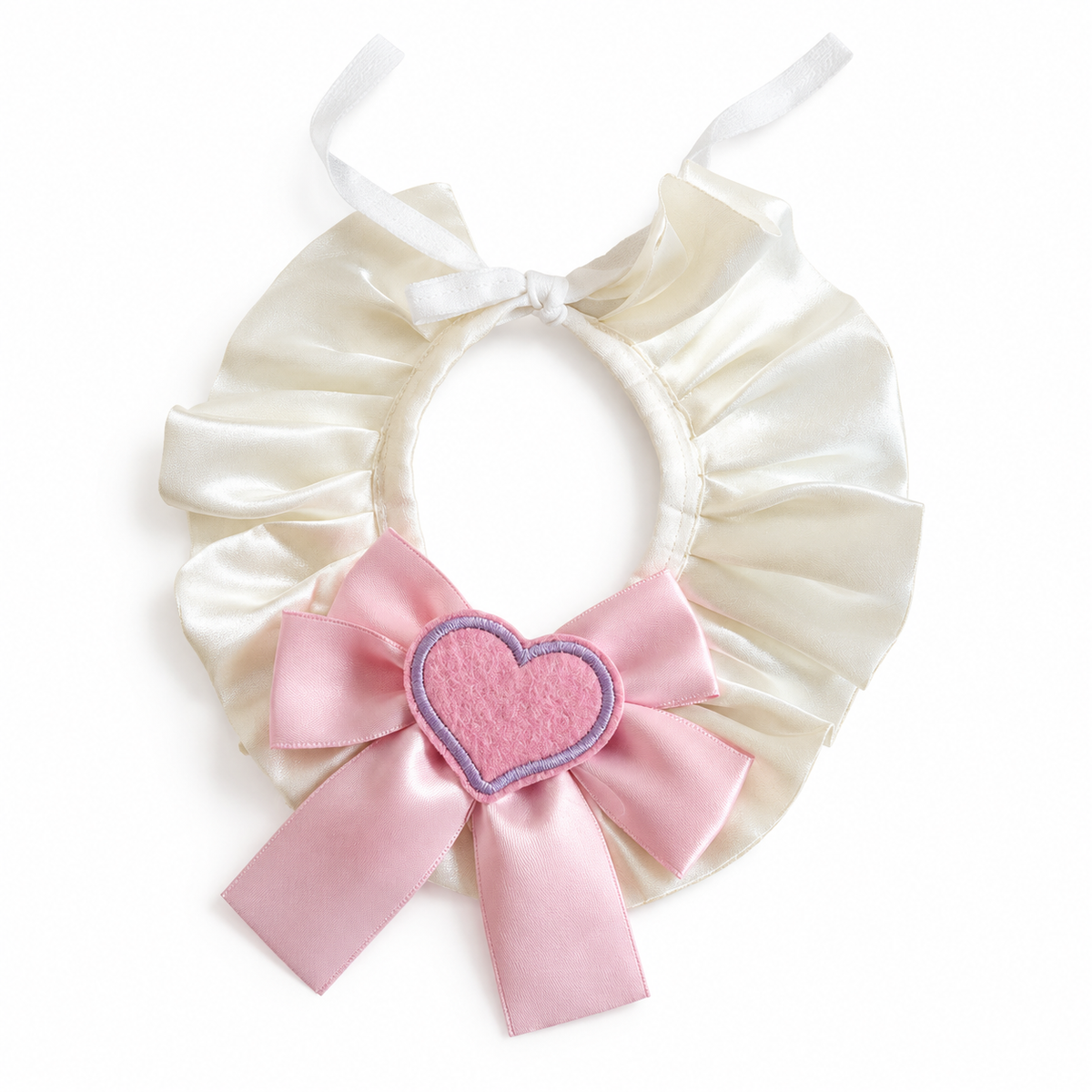 Big Bow Heart Patch Bib - Pink Bow
