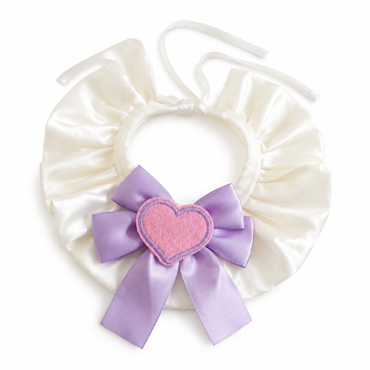 Big Bow Heart Patch Bib - Lilac Bow