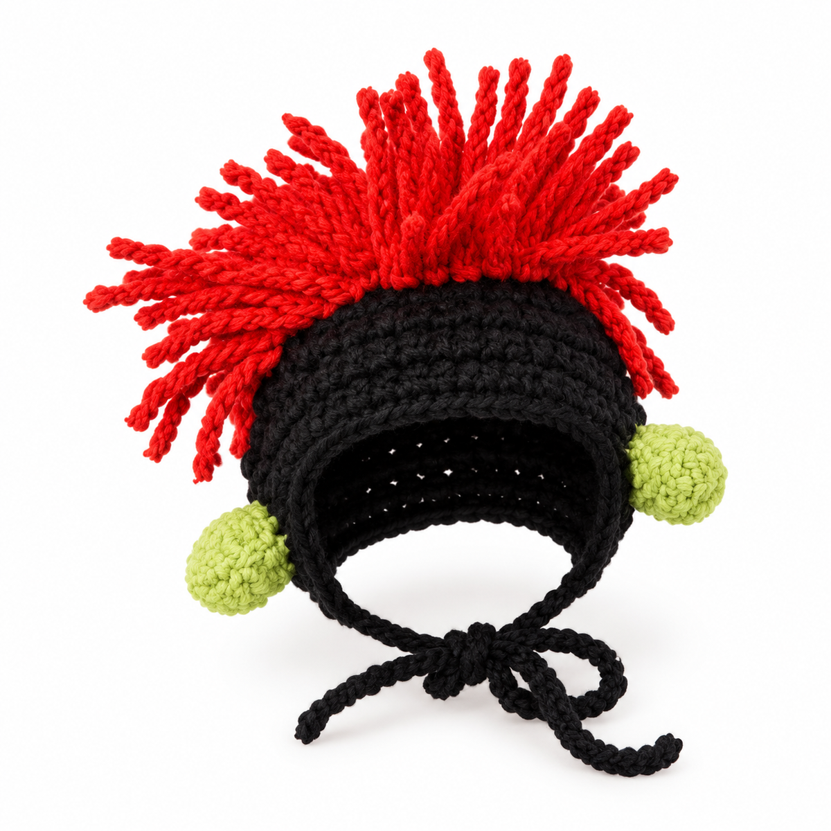 Yarn Hair Crochet Hat - Red Fringe