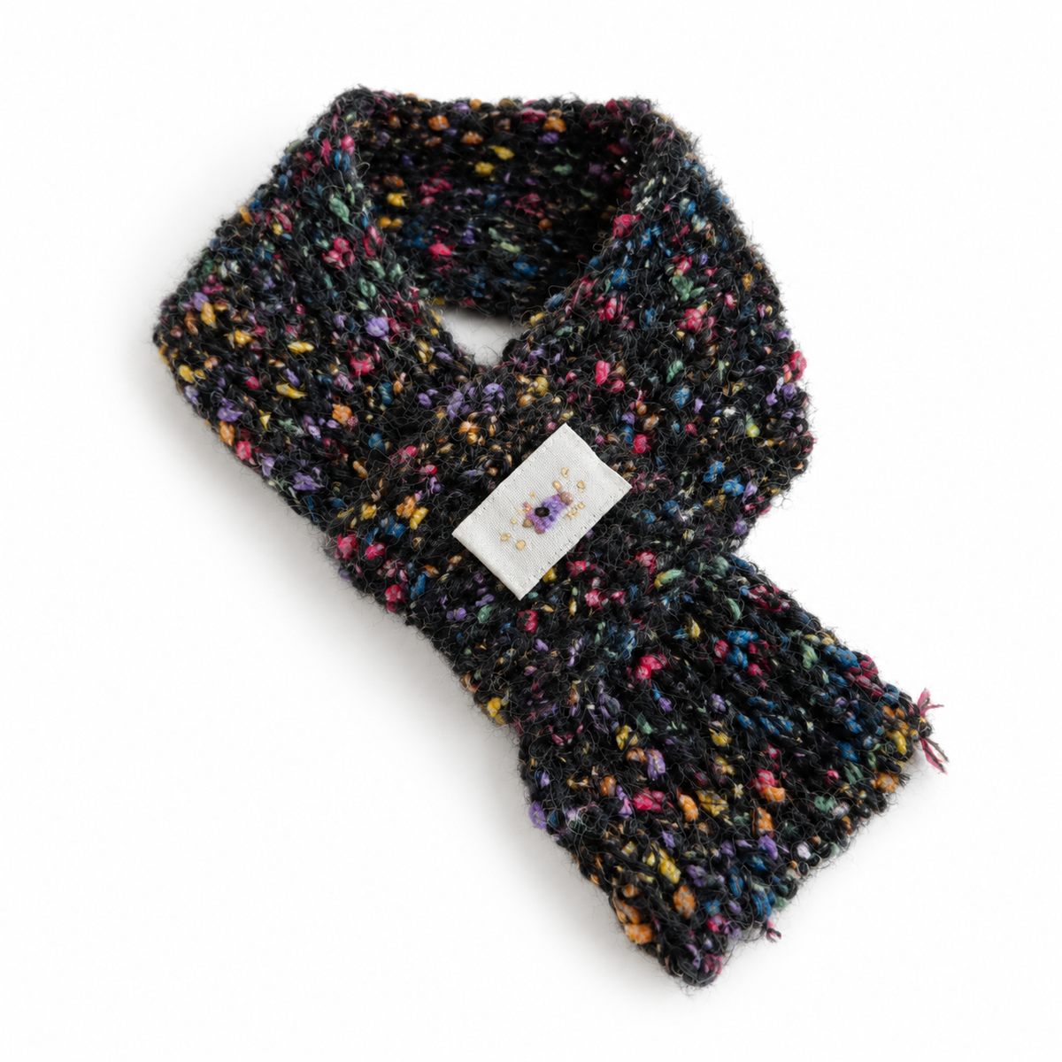 Rainbow Fleck Knit Scarf - Black Fleck