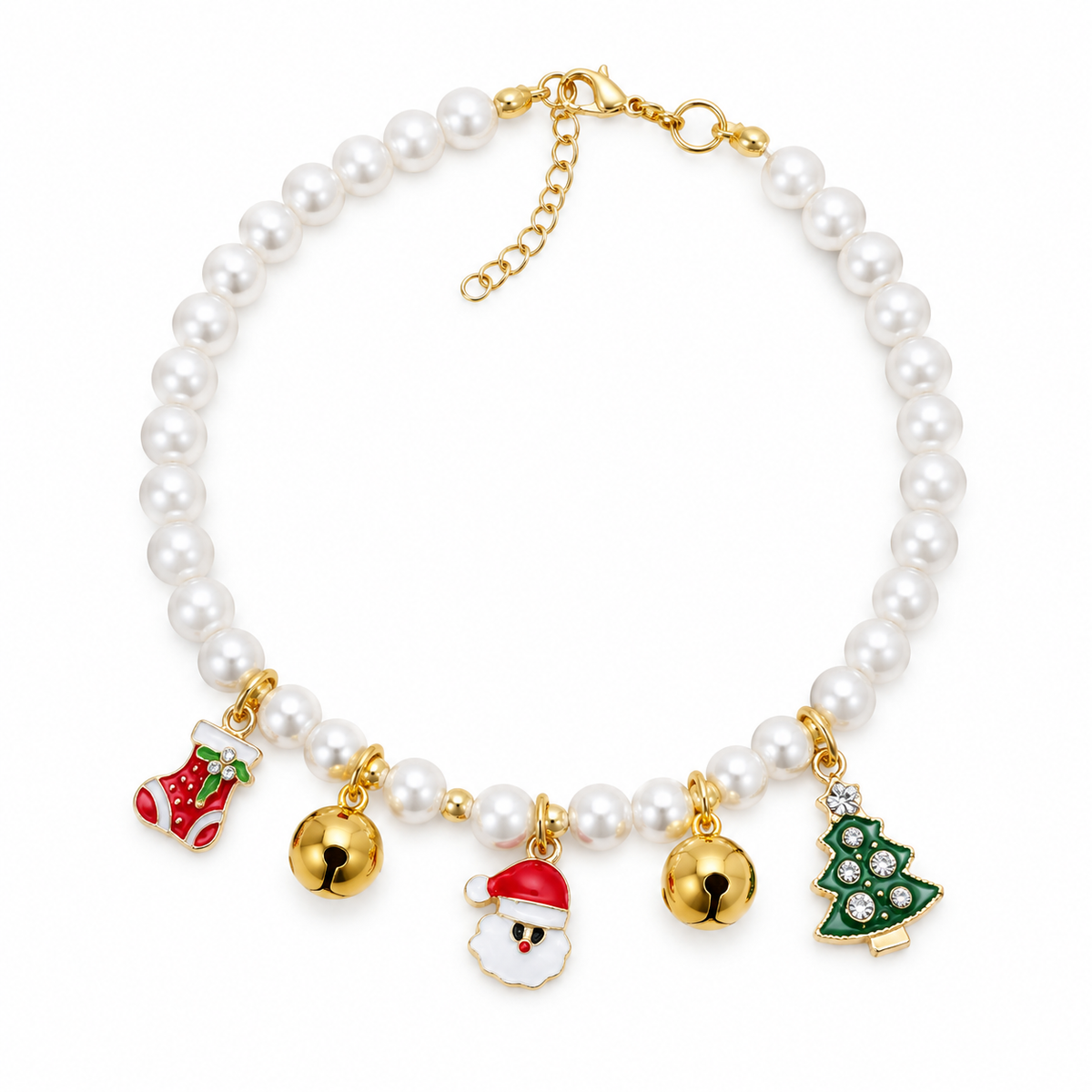 Pearl-Look Charm Necklace - Santa