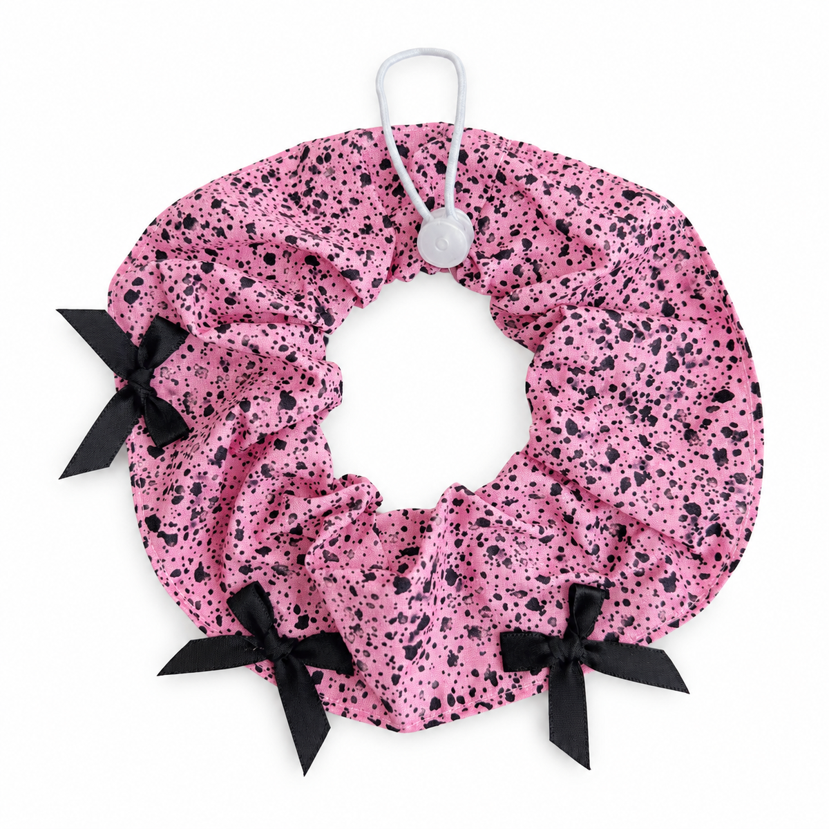 Mini Bow Print Ruffle Collar - Pink Speckle
