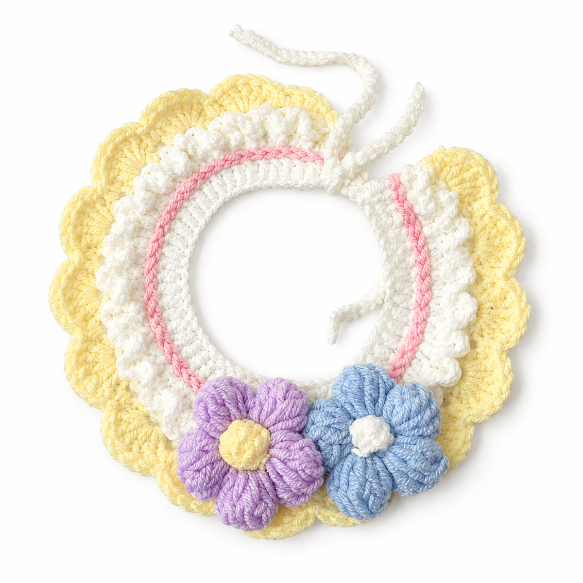 Double Flower Layered Crochet Collar - Butter Yellow